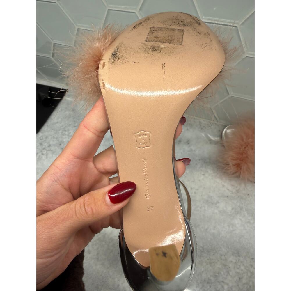 Gianvito Rossi - Marabou Metallic Feather Sandals - EU 37 - Picture 5 of 9